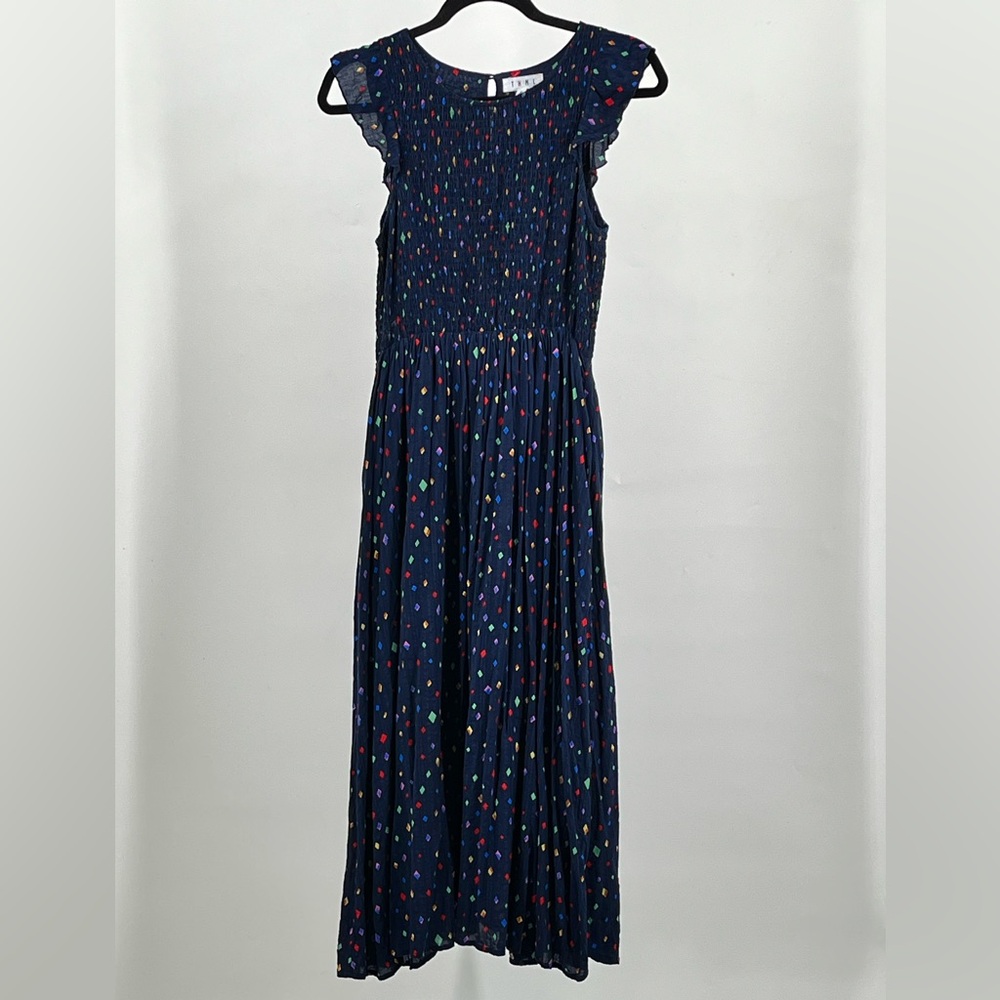 THML Dark Blue Maxi Dress with Colorful Dots